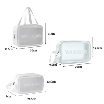TAS WASHBAG WATERPROOF / Travel Bag Organizer Anti Air Tempat Kosmetik Alat Mandi Perlengkapan Make-up Peralatan Gadget Aksesoris Transparent Bening