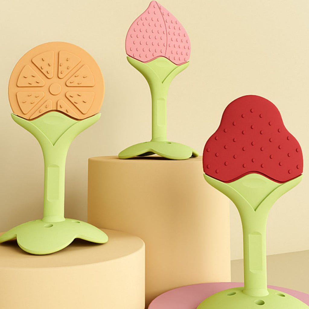 Teether Bayi Gigitan Bentuk Buah Bahan Silikon BPA FREE / Baby 3 Bulan Keatas 3m+ Fruit Mainan Pengunyah Penguatan Pertumbuhan Gigi Pijat Gusi Silicone Anak Balita Batita Melatih Genggam Persiapan Mpasi