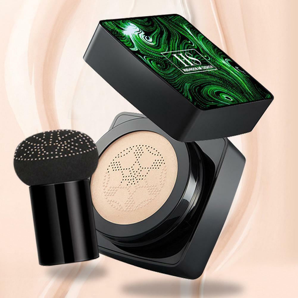 BB Cream Alas Bedak Air Cushion Waterproof Dengan Spons Bentuk Kepala Jamur Cream Penyamar Noda Hitam Jerawat Krim Foundation With Mushroom Sponge Coverage Spons Rata Halus Puff Jamur