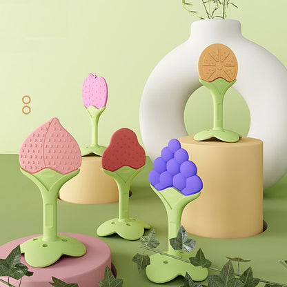 Teether Bayi Gigitan Bentuk Buah Bahan Silikon BPA FREE / Baby 3 Bulan Keatas 3m+ Fruit Mainan Pengunyah Penguatan Pertumbuhan Gigi Pijat Gusi Silicone Anak Balita Batita Melatih Genggam Persiapan Mpasi