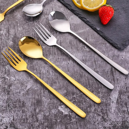 Sendok Garpu Korea Sujeo / Alat Makan Korean Panjang Spoon Fork Gagang Panjang Bahan Tebal Cutlery Stainless Steel Anti Karat Peralatan Makan Traveling Unik Premium Berkualitas Kualitas Bagus