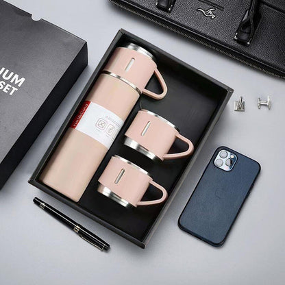 (1Set) Termos Vacuum Flask 500ml FREE Cangkir 2pcs / Thermos Vacum Eksklusif Stainless Steel 3in1 Tumbler Anti Korosi