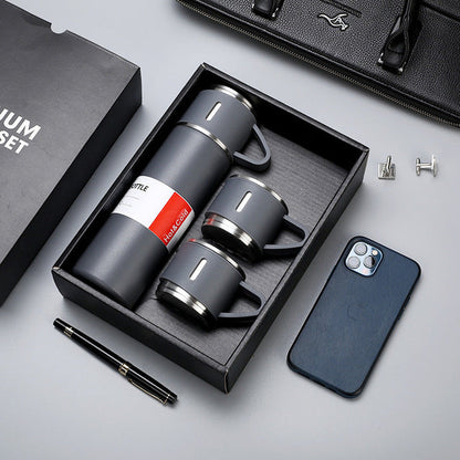 (1Set) Termos Vacuum Flask 500ml FREE Cangkir 2pcs / Thermos Vacum Eksklusif Stainless Steel 3in1 Tumbler Anti Korosi