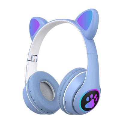 Headphone Bluetooth MZ-023 LED Telinga Kucing Headset Bando Wireless Portable Cute Cat Audio Stereo Super Bass Earphone Music Gaming
