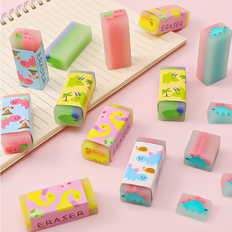 Penghapus Karet Transparan Motif Buah dan Dino / Hapusan Pensil Bergambar Unik Lucu Dan Wangi Transparent Eraser Setip Karakter Perlengkapan ATK Alat Tulis Sekolah Anak Kantor