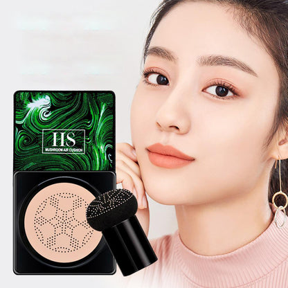 BB Cream Alas Bedak Air Cushion Waterproof Dengan Spons Bentuk Kepala Jamur Cream Penyamar Noda Hitam Jerawat Krim Foundation With Mushroom Sponge Coverage Spons Rata Halus Puff Jamur