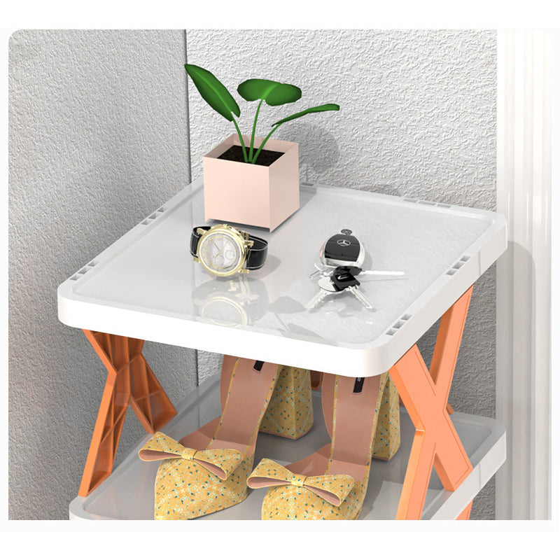 Rak Sepatu Sandal Buku Pajangan 5 Tingkat Model X Minimalis / Rak 5 Susun Plastik Tempat Penyimpanan Sendal Aesthetic Assembled Shoe Rack 5 Levels Serbaguna Multifungsi