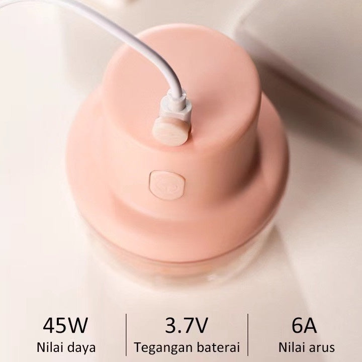 Blender Chopper Mini Usb 100ml FOOD GRADE / Alat Giling Bawang Putih Merah Cabe Tomat Kunyit Kemiri Bumbu Dapur Portable Food Processor Perangkat Dapur Mudah Dibersihkan Easy to Clean Mofan Acc Accessories Mofana Mofanaccessories Aksesoris Accesories