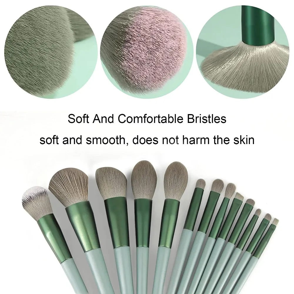 Kuas Make Up Set 13pcs + Pouch / Brush Set Kosmetik isi 13 Super Lembut Bulu Halus / Alat Bantu Makeup Eye Shadow Foundation Blusher Blending Beauty Alas Bedak Powder Contour Tapered Concealer FLuff Smudge Spoolie Angled Lip Brush