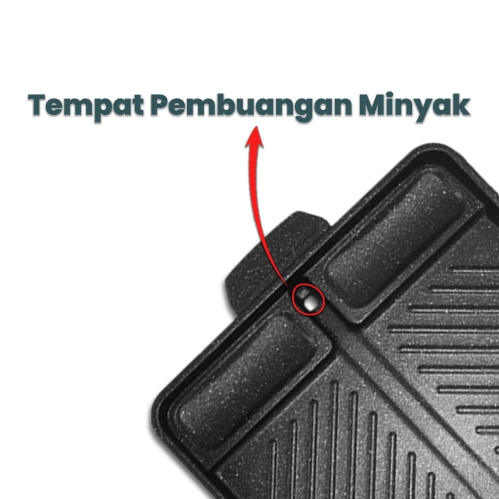 Panggangan BBQ Persegi Korean Grill Pan Plate / Wajan Tempat Pemanggang Daging Steak Beef Ikan Bakso Sosis Sate Jagung Anti Lengket / Alat Panggang Barbeque Untuk Berkemah Piknik Tahun Baruan Camping Anti Karat Serbaguna Peralatan Masak Multifungsi