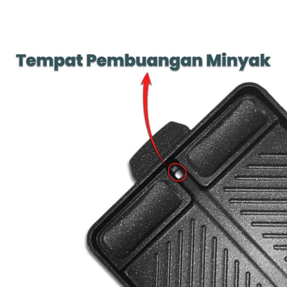 Panggangan BBQ Persegi Korean Grill Pan Plate / Wajan Tempat Pemanggang Daging Steak Beef Ikan Bakso Sosis Sate Jagung Anti Lengket / Alat Panggang Barbeque Untuk Berkemah Piknik Tahun Baruan Camping Anti Karat Serbaguna Peralatan Masak Multifungsi
