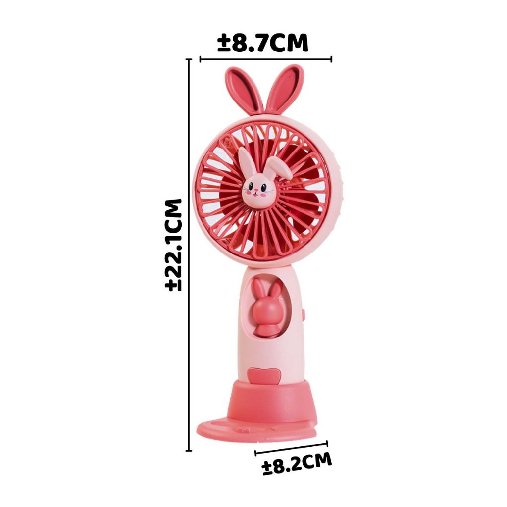 Kipas Angin Genggam Tangan Karakter Bunny Dengan LED + Holder Penyangga HP / Handy Mini Fan Portable Rechargeable Elektrik Motif Kelinci Lucu Travel Size Travelling Outdoor Konser Piknik Pantai Jogging CFD Luar Ruangan Make Up Skincare Multifungsi