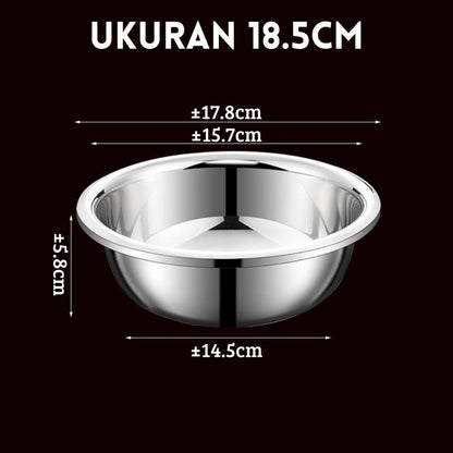 Mangkok Baskom Stainless Steel Tebal Ukuran 16 18 20 22 24 26 28 30cm / Wadah Cuci Beras Sayur Buah Adonan Anti Karat Berkualitas Multifungsi