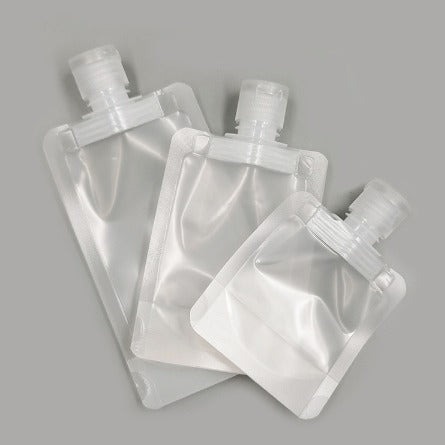 Botol Refill Transparan 30 50 100 ml / FlipTop Organizer Pouch / Kantong Plastik Mini Tutup Wadah Isi Ulang Sabun Cair Shampoo Conditioner Lotion Cream Kosmetik Gel Liquid Travel Bottle/ Tempat Penyimpanan Alat Make Up Mandi Anti Air Waterproof