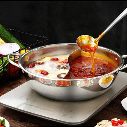 Panci Hotpot 2 Sekat Stainless Steel 28Cm Steamboat Shabu Suki Kuali Wadah Tempat Sayur Sop 2in1 Dandang Steamer Rasa Ala Korea Pan Hot Pot Rebus Soup Serbaguna