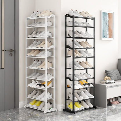 Rak Sepatu 10 Susun Minimalis / Assembled Shoe Rack Tempat Penyimpanan Sandal Flat Shoes Hijab Kain 10 Tingkat Bahan Plastik + Stainless Super Kokoh Anti Karat Berkualitas Untuk Hadiah Kado Pernikahan Pindah Rumah Baru Multifungsi