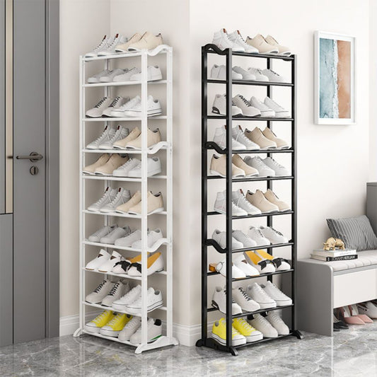 Rak Sepatu 10 Susun Minimalis / Assembled Shoe Rack Tempat Penyimpanan Sandal Flat Shoes Hijab Kain 10 Tingkat Bahan Plastik + Stainless Super Kokoh Anti Karat Berkualitas Untuk Hadiah Kado Pernikahan Pindah Rumah Baru Multifungsi