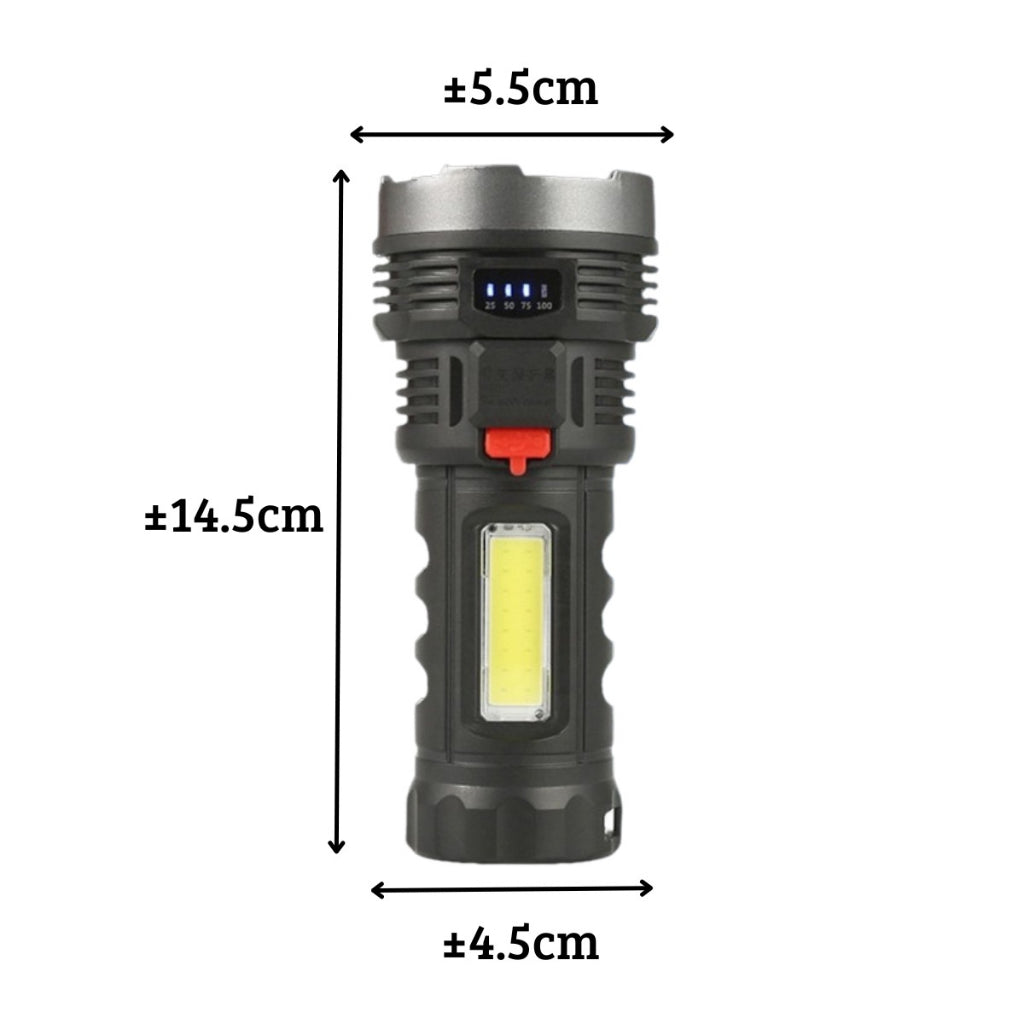 Senter L-822 OSL + COB LED (2in1) / Senter Penerangan Jarak Jauh Rechargeable Flashlight Torch Light Super Terang Lampu Lentera Pencahayaan Darurat Untuk Camping Hiking Piknik Memancing Penerang SOS Nyala Samping Tahan Air