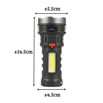 Senter L-822 OSL + COB LED (2in1) / Senter Penerangan Jarak Jauh Rechargeable Flashlight Torch Light Super Terang Lampu Lentera Pencahayaan Darurat Untuk Camping Hiking Piknik Memancing Penerang SOS Nyala Samping Tahan Air