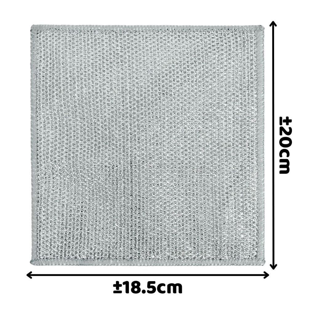 Kain Lap Dapur Bahan Kawat Bentuk Petak Sikat Cuci Piring Pembersih Noda Membandel Kerak Kompor Cooker Hood Meja Panci Gelas Kuali Wajan Wastafel Sink Peralatan / Cleaning Cloth Metal Wire / Serbet Serabut Halus Lembut Penghilang Kotoran Multifungsi