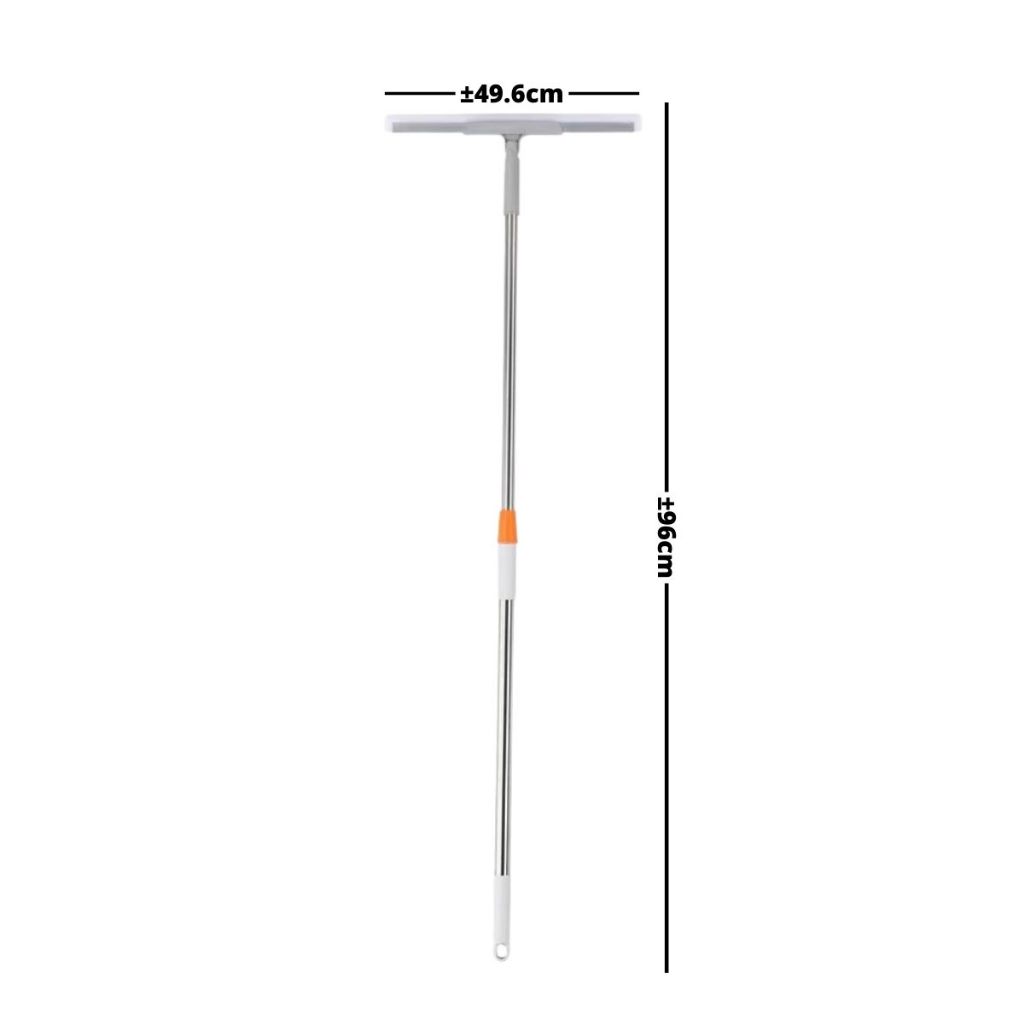 Sapu Wiper 3in1 Panjang - Alat Pembersih Lantai Kamar Mandi Toilet Dinding WC Kaca Keramik 1m Serbaguna Magic Broom Pel Dorong Serokan Air Gagang Panjang Fleksible Putar Karet Silicone Lembut Karpet Debu rambut Bulu Serokan Air Stainless Steel Multifungsi