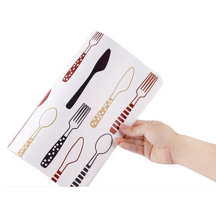 Alas Piring Gelas Meja Makan Pvc Anti Panas Placemats /Tatakan Piring Gelas Anti Air Motif Kopi Sendok Garpu
