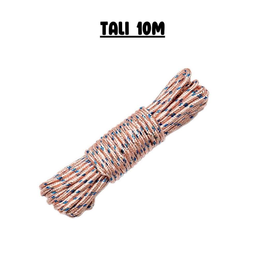 Tali Jemuran Baju Nylon 5m & 10m Anti Slip / Ikat Tambang Nilon Kemah Camping Rafting 5 Meter Dan 10 Meter Clothesline Kuat Ikatan Motor Gojek Ojek Online Grab Gosend Kurir Pengikat Tebal