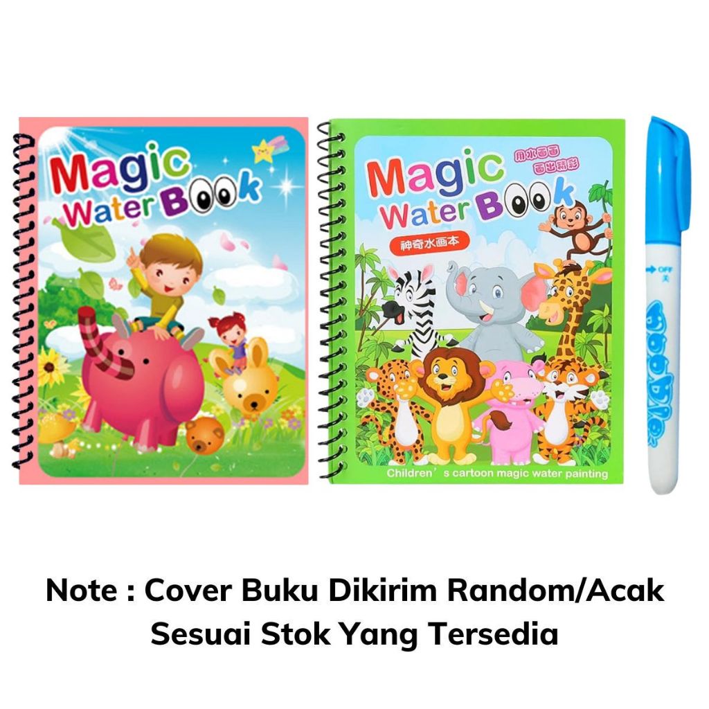 Magic Water Book FREE Spidol Air - Buku Ajaib Belajar Mewarnai Edukasi Anak / Practice Drawing Repeated Use Latihan Motorik Menggambar Kreativitas Hadiah Kado Ulang Tahun Prasekolah Paud TK SD Bisa Dipakai Berkali-kali