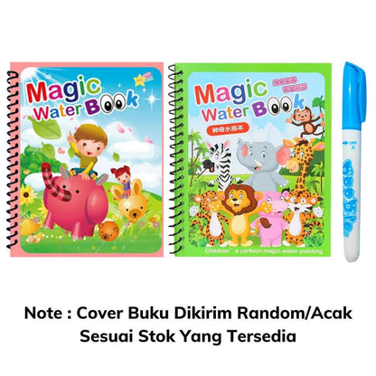 Magic Water Book FREE Spidol Air - Buku Ajaib Belajar Mewarnai Edukasi Anak / Practice Drawing Repeated Use Latihan Motorik Menggambar Kreativitas Hadiah Kado Ulang Tahun Prasekolah Paud TK SD Bisa Dipakai Berkali-kali