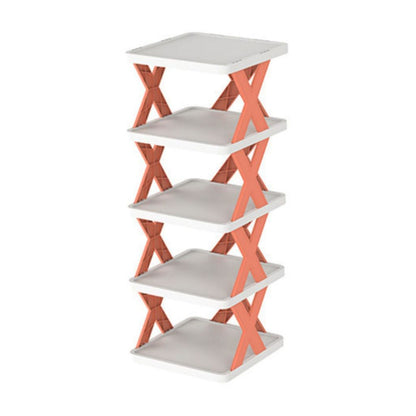 Rak Sepatu Sandal Buku Pajangan 5 Tingkat Model X Minimalis / Rak 5 Susun Plastik Tempat Penyimpanan Sendal Aesthetic Assembled Shoe Rack 5 Levels Serbaguna Multifungsi