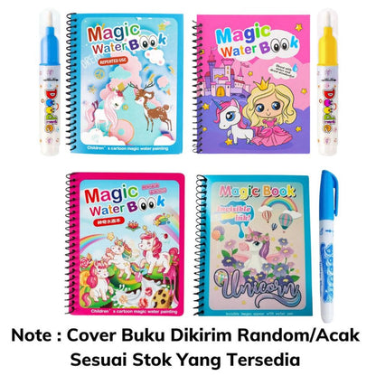 Magic Water Book FREE Spidol Air - Buku Ajaib Belajar Mewarnai Edukasi Anak / Practice Drawing Repeated Use Latihan Motorik Menggambar Kreativitas Hadiah Kado Ulang Tahun Prasekolah Paud TK SD Bisa Dipakai Berkali-kali