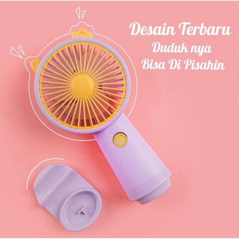 Kipas Angin Genggam Tangan Motif Lucu + Holder Penyangga HP / Handy Mini Fan Portable / Kipas Pendingin Rechargeable Elektrik Travel Size Travelling Konser Piknik Camping Jalan Luar Ruangan Taman Make Up Skin Care Emergency Anak Outdoor Bus Multifungsi