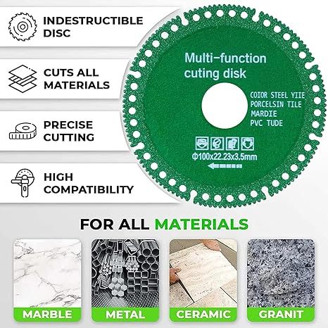 Mata Gerinda Keramik Bentuk Roda Diameter 100mm / Glass Cutting Disc / Cakram Pisau Gergaji Pemotong Ubin Kaca Marmer Batu Baja Pipa PVC Logam Serbaguna / Alat Ultra-tipis Bahan Berkualitas Super Tajam Tahan Karat Multifungsi Perkakas Tukang Bangunan