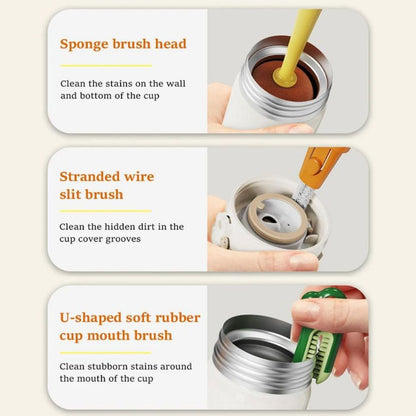 Sikat Pembersih Botol 3in1 Bentuk Wortel Gagang Panjang / Bottle Cleaning Brush Alat Pengangkat Kotoran Gelas Cangkir Tumblr Mug Thermos Penyikat Sela Tutup Minum Dot Susu Bayi Sedotan Anti Bakteri Spons Super Lembut Karet Multifungsi