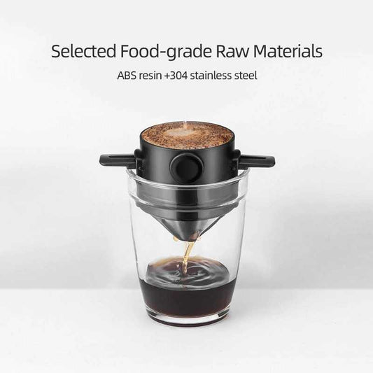 Filter Penyaring Kopi V60 Portable Coffee Tea Dripper Multifungsi / Alat Pemisah Ampas Seduh Teh Kopi Bubuk Manual Bahan Stainless Steel Anti Karat Tahan Lama / Saringan Kopi Teh Lipat Traveling Mudah Dibersihkan Food Grade