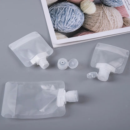 Botol Refill Transparan 30 50 100 ml / FlipTop Organizer Pouch / Kantong Plastik Mini Tutup Wadah Isi Ulang Sabun Cair Shampoo Conditioner Lotion Cream Kosmetik Gel Liquid Travel Bottle/ Tempat Penyimpanan Alat Make Up Mandi Anti Air Waterproof