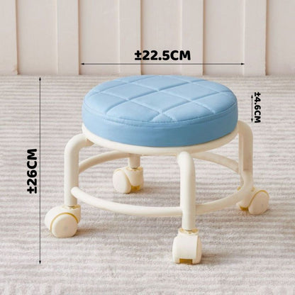 Kursi Roda Bulat Mini Putar 360Â° / Bangku Jongkok Busa Empuk Plastik Kecil Rendah Santai Anak Dewasa Sofa Bundar Kamar Meja Rias Ruang Tamu Minimalis Bahan Berkualitas Indoor Outdoor Kursih Chair Taman Garasi Gudang Cuci Belajar Stool Furniture Aesthetic