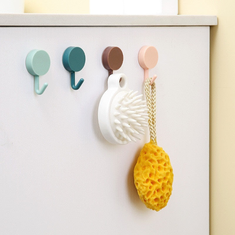 Gantungan Hook Bentuk Bulat Polos / Alat Cantelan Tempel Dinding Kait Handuk Kunci Kain Lap Peralatan Dapur Kamar Mandi Tidur Warna-Warni / Nailess Hook Hanger Tanpa Paku Bor Perekat Kuat Anti Patah Organizer Rumah Tangga Praktis Multifungsi