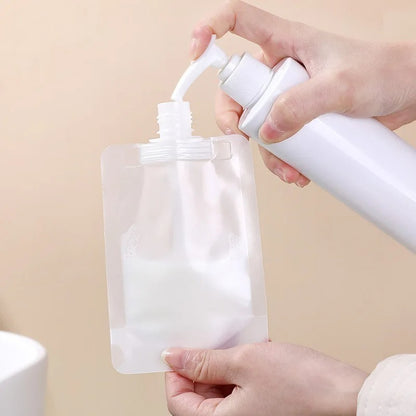 Botol Refill Transparan 30 50 100 ml / FlipTop Organizer Pouch / Kantong Plastik Mini Tutup Wadah Isi Ulang Sabun Cair Shampoo Conditioner Lotion Cream Kosmetik Gel Liquid Travel Bottle/ Tempat Penyimpanan Alat Make Up Mandi Anti Air Waterproof