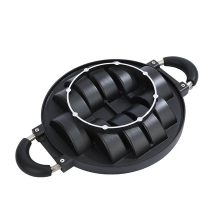 Cetakan Kue Pukis Pancong 10 Lubang Dengan Tutup Kaca / Cake Pan Maker Loyang Alat Pembuat Makanan Ringan Bandros Anti Lengket / Teflon 10 Sekat Bahan Tebal Anti Karat / Loyang Kompor Gas Listrik Peralatan Dapur Perlengkapan Rumah Tangga Multifungsi
