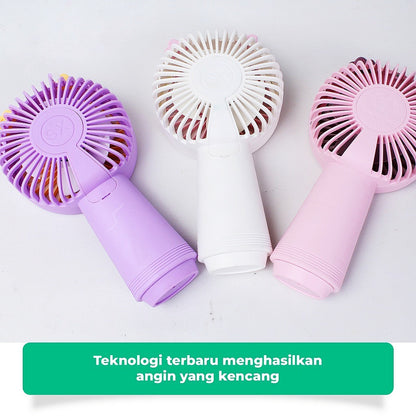 Kipas Angin Genggam Tangan Motif Lucu + Holder Penyangga HP / Handy Mini Fan Portable / Kipas Pendingin Rechargeable Elektrik Travel Size Travelling Konser Piknik Camping Jalan Luar Ruangan Taman Make Up Skin Care Emergency Anak Outdoor Bus Multifungsi