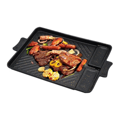 Panggangan BBQ Persegi Korean Grill Pan Plate / Wajan Tempat Pemanggang Daging Steak Beef Ikan Bakso Sosis Sate Jagung Anti Lengket / Alat Panggang Barbeque Untuk Berkemah Piknik Tahun Baruan Camping Anti Karat Serbaguna Peralatan Masak Multifungsi
