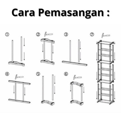 Rak Sepatu 10 Susun Minimalis / Assembled Shoe Rack Tempat Penyimpanan Sandal Flat Shoes Hijab Kain 10 Tingkat Bahan Plastik + Stainless Super Kokoh Anti Karat Berkualitas Untuk Hadiah Kado Pernikahan Pindah Rumah Baru Multifungsi