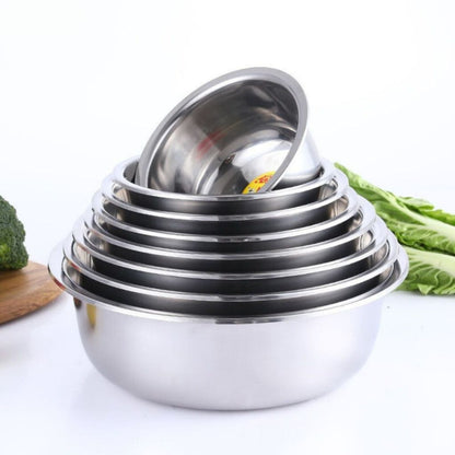Mangkok Baskom Stainless Steel Tebal Ukuran 16 18 20 22 24 26 28 30cm / Wadah Cuci Beras Sayur Buah Adonan Anti Karat Berkualitas Multifungsi