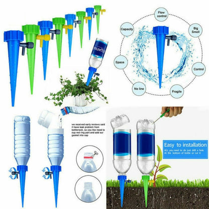 Alat Tetes Tanaman Penyiram Otomatis Corong Tancap Botol Bekas Air Mineral / Garden Irrigation Cone Water Drops / Infus Kran Air Pot Bunga Taman Irigasi Kebun Keran Putar Bahan Berkualitas Anti Patah Multifungsi