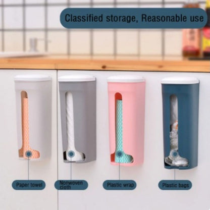 Dispenser Tempat Kantong Plastik Sampah Tempel Dinding / Plastic Bag Storage Organizer Wadah Penyimpanan Kantung Kresek Bekas Tisu Roll Dapur Praktis Serbaguna / Holder Tanpa Paku Bor Perekat Kuat Anti Patah / Alat Perlengkapan Rumah Tangga Multifungsi