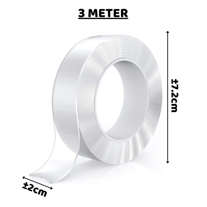 Double Tape Gel Isolasi Bening 2 Sisi Perekat Dinding Tembok Tanpa Bekas Selotip Ajaib Super Kuat Waterproof Reusable dobel tip