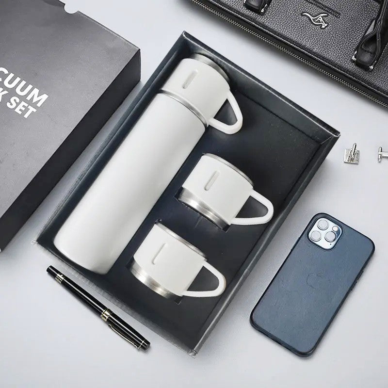 (1Set) Termos Vacuum Flask 500ml FREE Cangkir 2pcs / Thermos Vacum Eksklusif Stainless Steel 3in1 Tumbler Anti Korosi