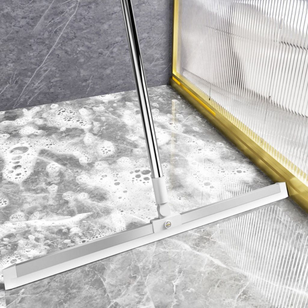 Sapu Wiper 3in1 Panjang - Alat Pembersih Lantai Kamar Mandi Toilet Dinding WC Kaca Keramik 1m Serbaguna Magic Broom Pel Dorong Serokan Air Gagang Panjang Fleksible Putar Karet Silicone Lembut Karpet Debu rambut Bulu Serokan Air Stainless Steel Multifungsi