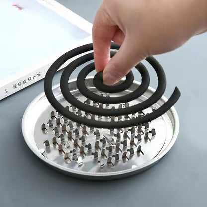 Set Tatakan Obat Nyamuk Bakar Dengan Tutup Stainless Steel / Alas Coil Obat Nyamuk Pembunuh Pembasmi Hama Lalat Bentuk Bulat / Musquito Repellent Coaster / Tempat Piring Pengusir Serangga Bergerigi Penahan Abu Berhamburan Anti Karat Serbaguna